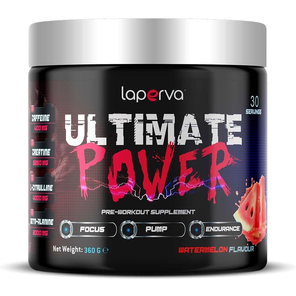 Laperva Triple Power Ultimate Pre-Workout- Maximize Muscle Pump, Enhance Focus with Beta-Alanine, Caffeine, Citrulline Malate, Creatine, and Essential Vitamins (360 g, Watermelon)
