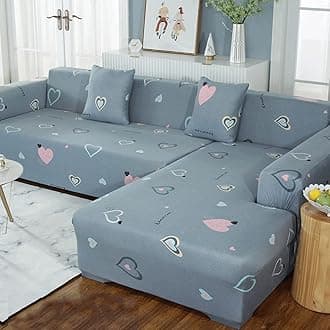 2 pcs Sectional Couch Covers, Printed L-Shaped , Stretch Couch Slipcovers for Sectional Sofa,Suitable for Combined Chaise Longue Cover (Pattern YJSE, 4 seat+ 4 seat )