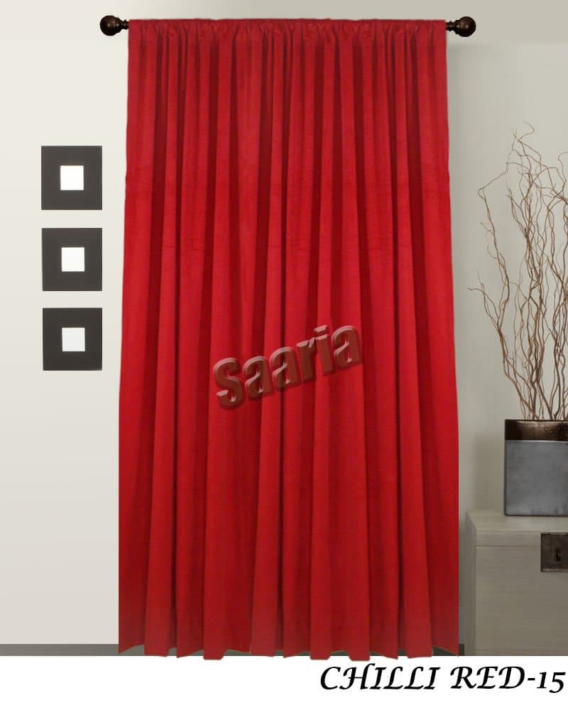 SAARIA Chilli Red Velvet Fabric Custom Panel Drape Home Movie Theater Room Curtain 54" W X 84" H