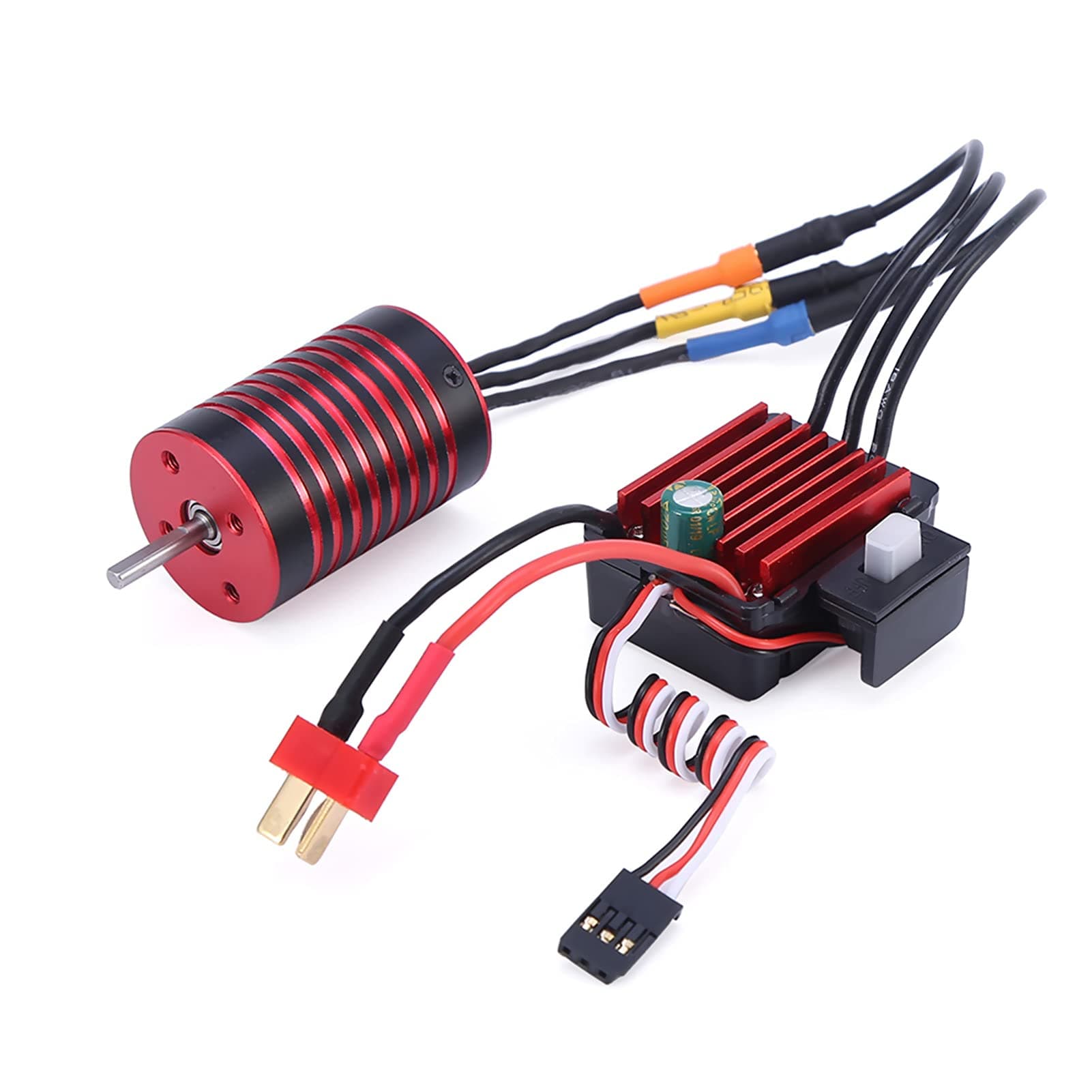 3700KV Brushless Motor and 35A ESC Combo Set 2s T plug Waterproof Compatible with Traxxas HSP Tamiya Axial 1/16 1/12 RC Car