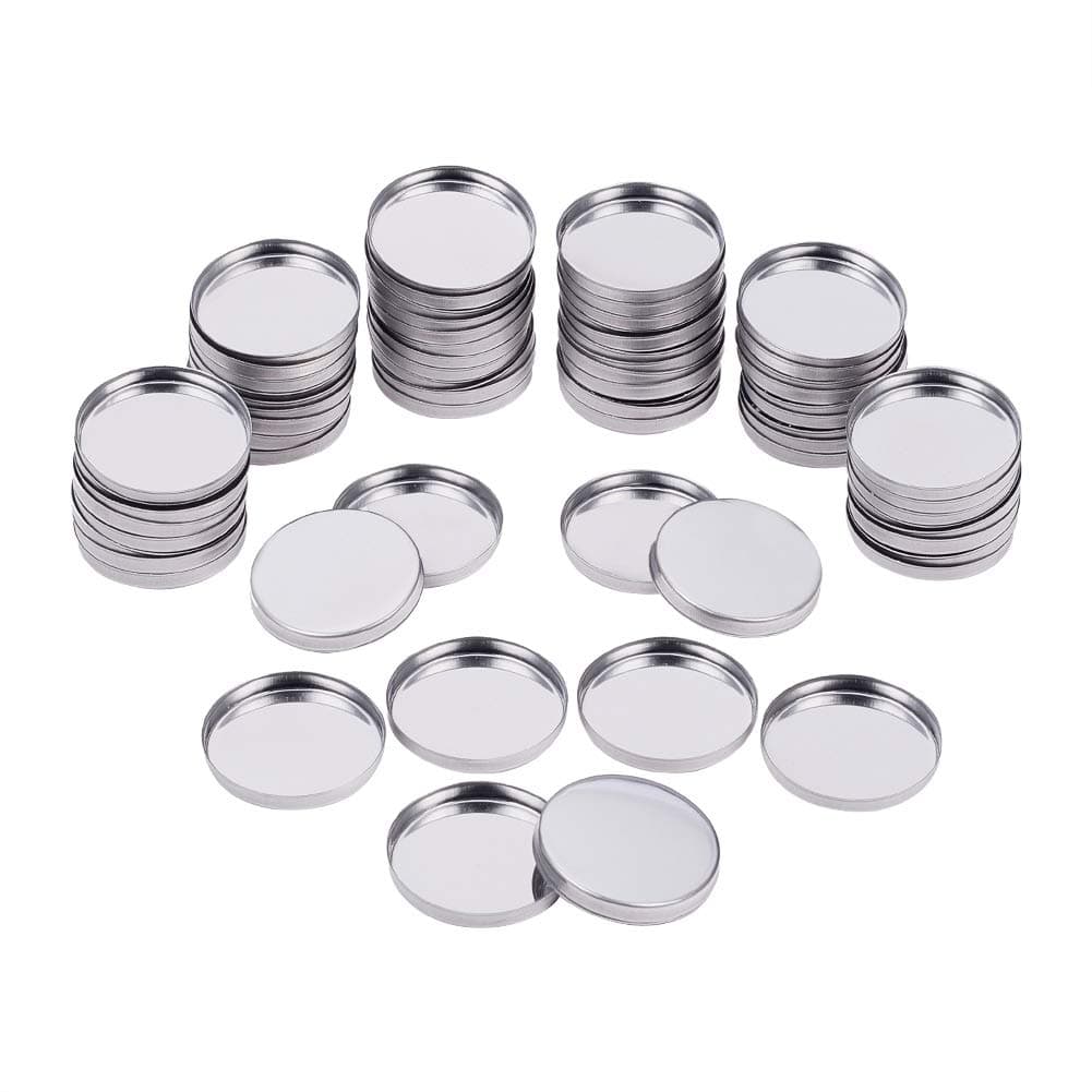 PH PandaHall100 Pack Empty Round Metal Pans Tin Palette Eyeshadow Pans Watercolor Palette Refillable Container Eyeshadow Blush Lipstick Organizer for Magnets Cosmetic Palettes 26 mm