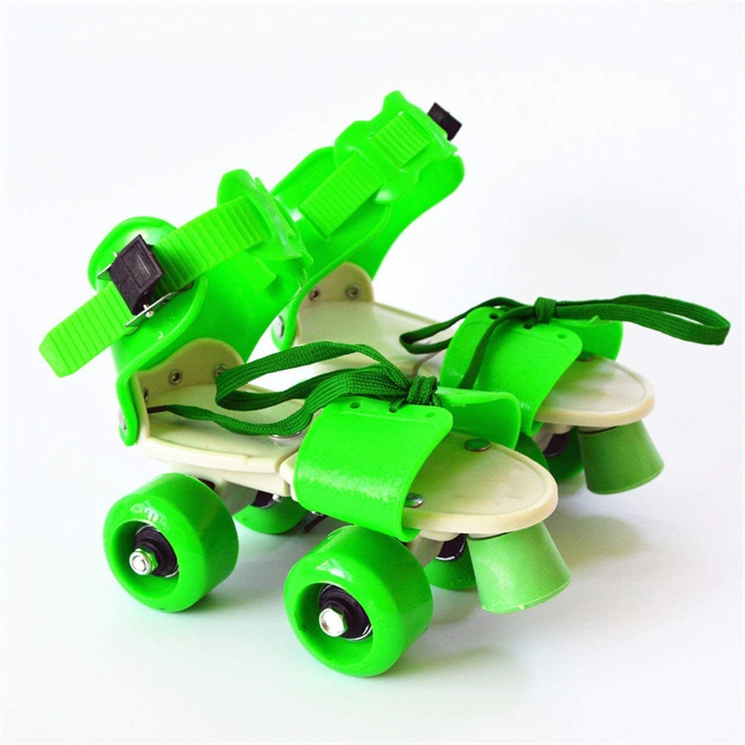 QWICK CLICK Quad Roller Skates for Kids, Very Adjustable & Comfortable to Use (Pair of 1) Quad Roller Skates - Size 4-8 UK (Green)