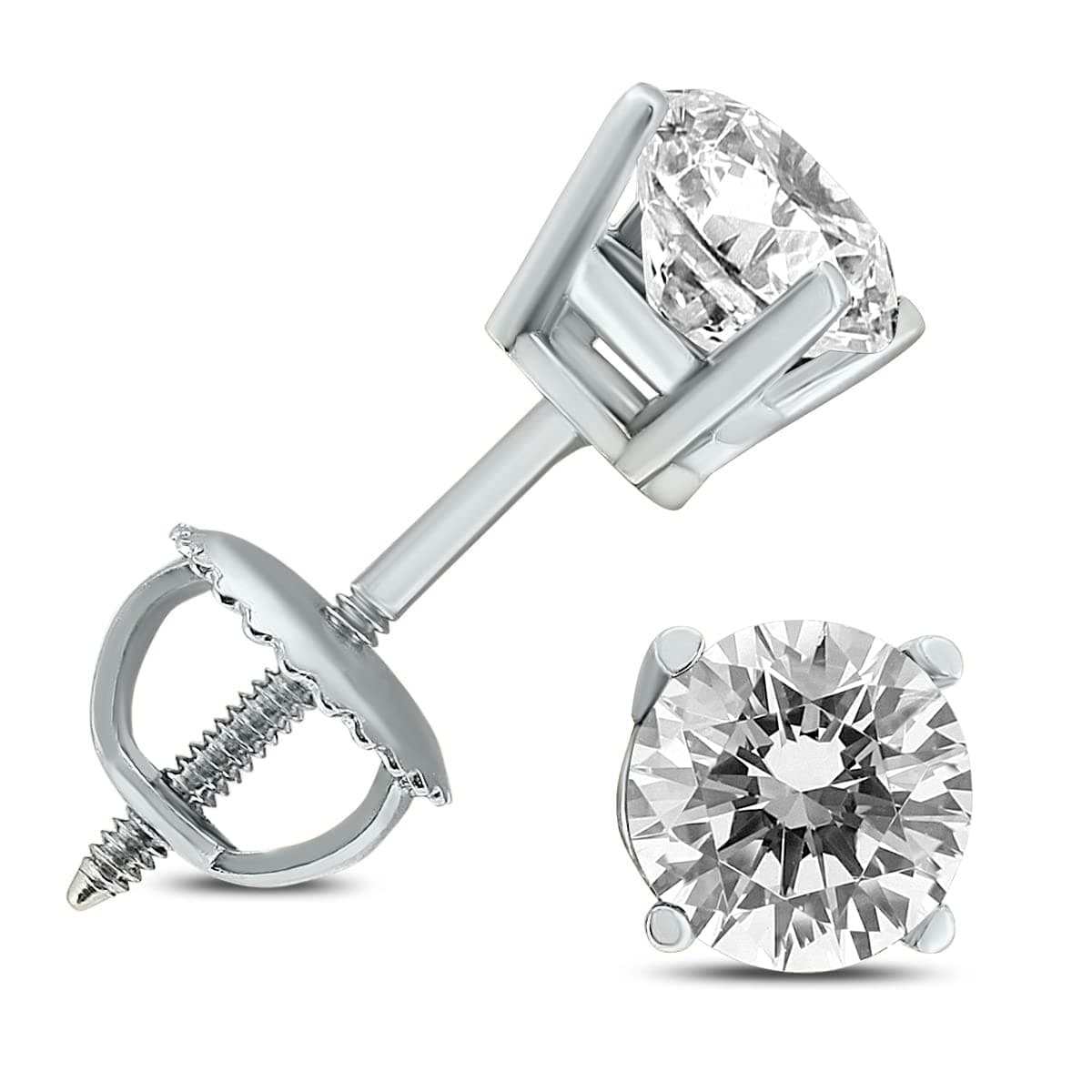 1/2 CTW - 1 1/2 CTW Certified Round Diamond Solitaire Stud Earrings Available in 14K White and Yellow Gold