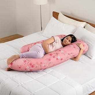 Wakefit Pregnancy Pillow | 3 Month Warranty | 100% Cotton G-Shape Maternity Pillow for Pregnant Mothers, Pillow for Pregnant Women with Breathable & No Heat Fabric | Sakura Pink