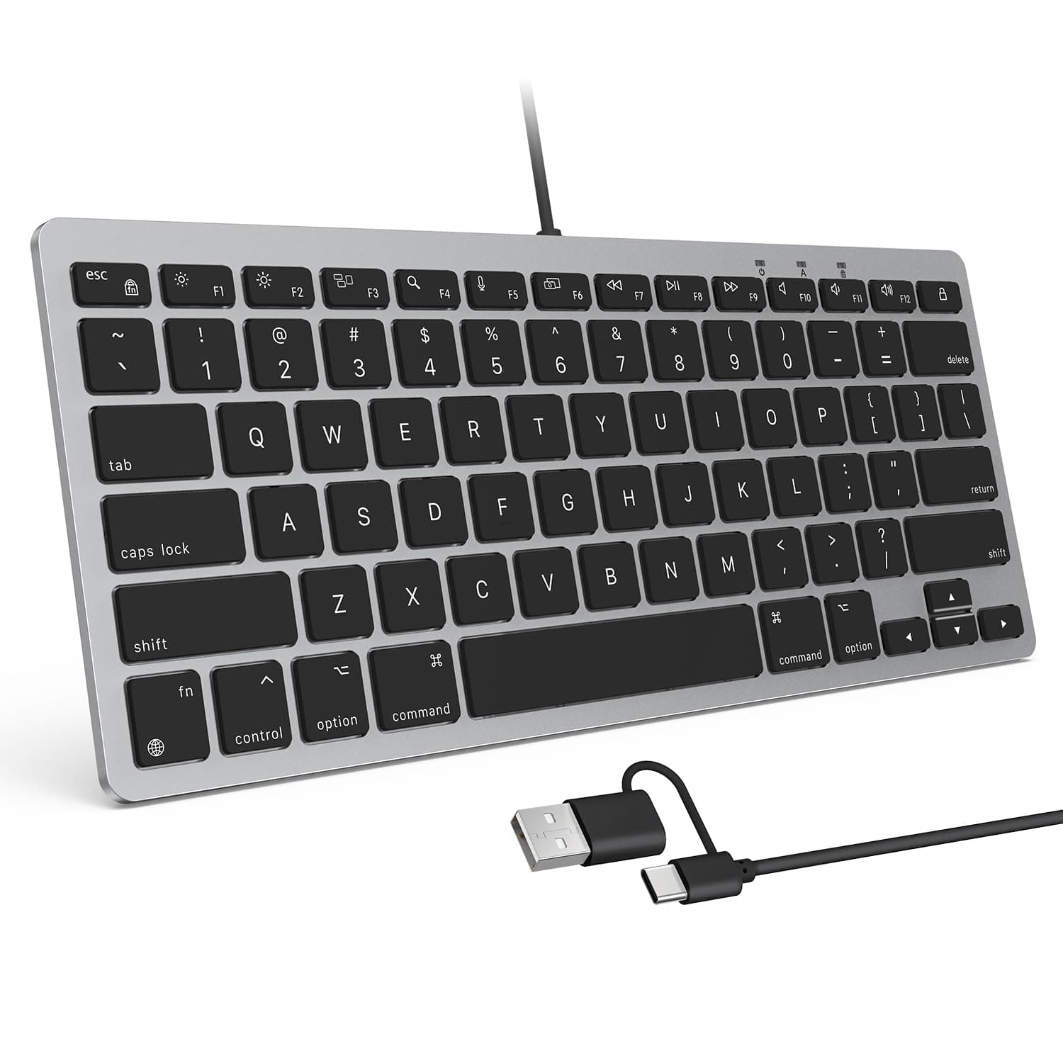OMOTON Wired Keyboard for Mac Devices ONLY with Dual Interface, Comfortable Typing Angle & Stable Connection, Compatible with MacBook, iMac, Mac mini, PC-Grey