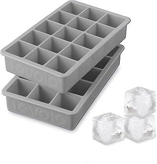 Tovolo Silicone Ice Cube Tray Oyster Gray Pack of 2 BPA Free Ice Tray Mold for Coffee Drinks Cocktails, Dishwasher Safe Easy Release Perfect 1 Inch Cube Ice Tray for Whiskey Bourbon Spirits