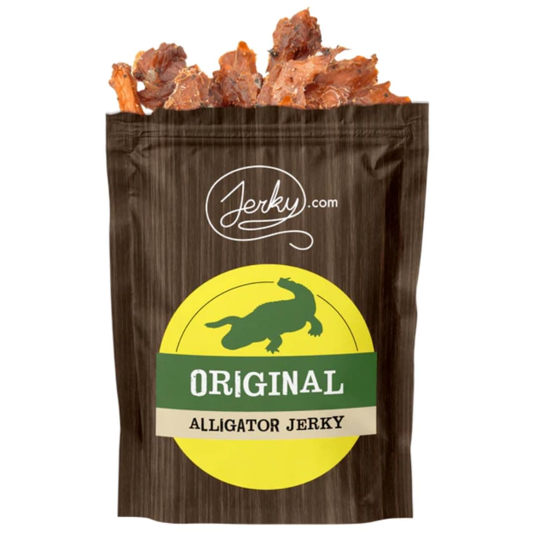 Jerky.com's Original Alligator Jerky - The Best Wild Game Alligator Jerky on the Market - 100% Whole Muscle Gator - No Added Preservatives, No Added Nitrates and No Added MSG - 1.75 oz. bag