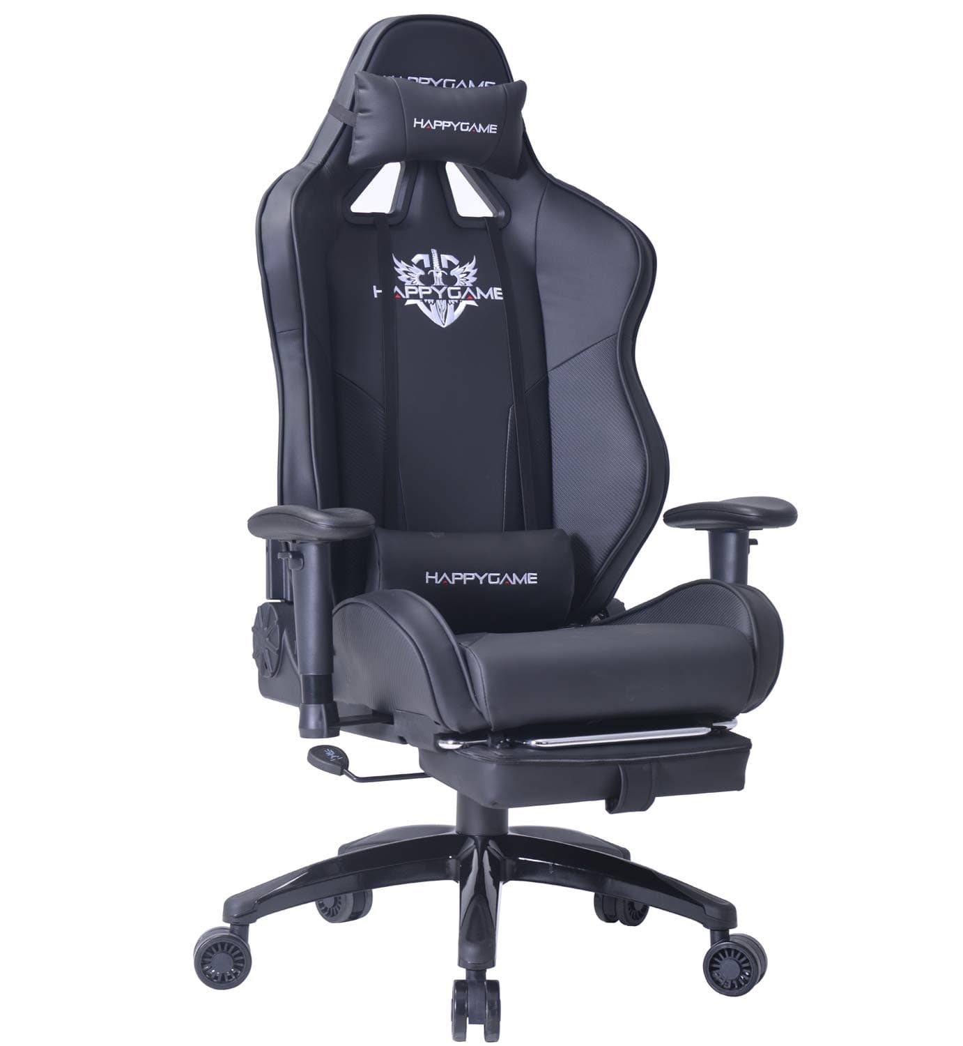 High-Back Large Size Gaming Chair with Footrest Computer Swivel Office Chair - OS7702 (Black)