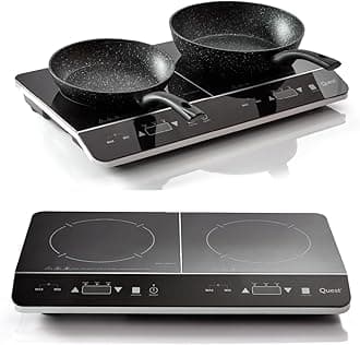 Quest 35840 Digital Double Induction Hob & Hot Plate / 10 Temperature Settings From 60-240°C/Touch Control with LED Display/Automatic Overheat Protection / 2800W