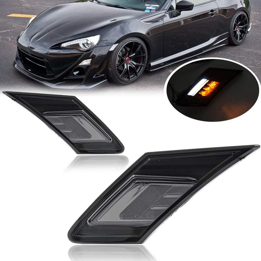Smoke Lens White/Amber LED Front Side Marker Light Kits for 2013-2016 Scion F...