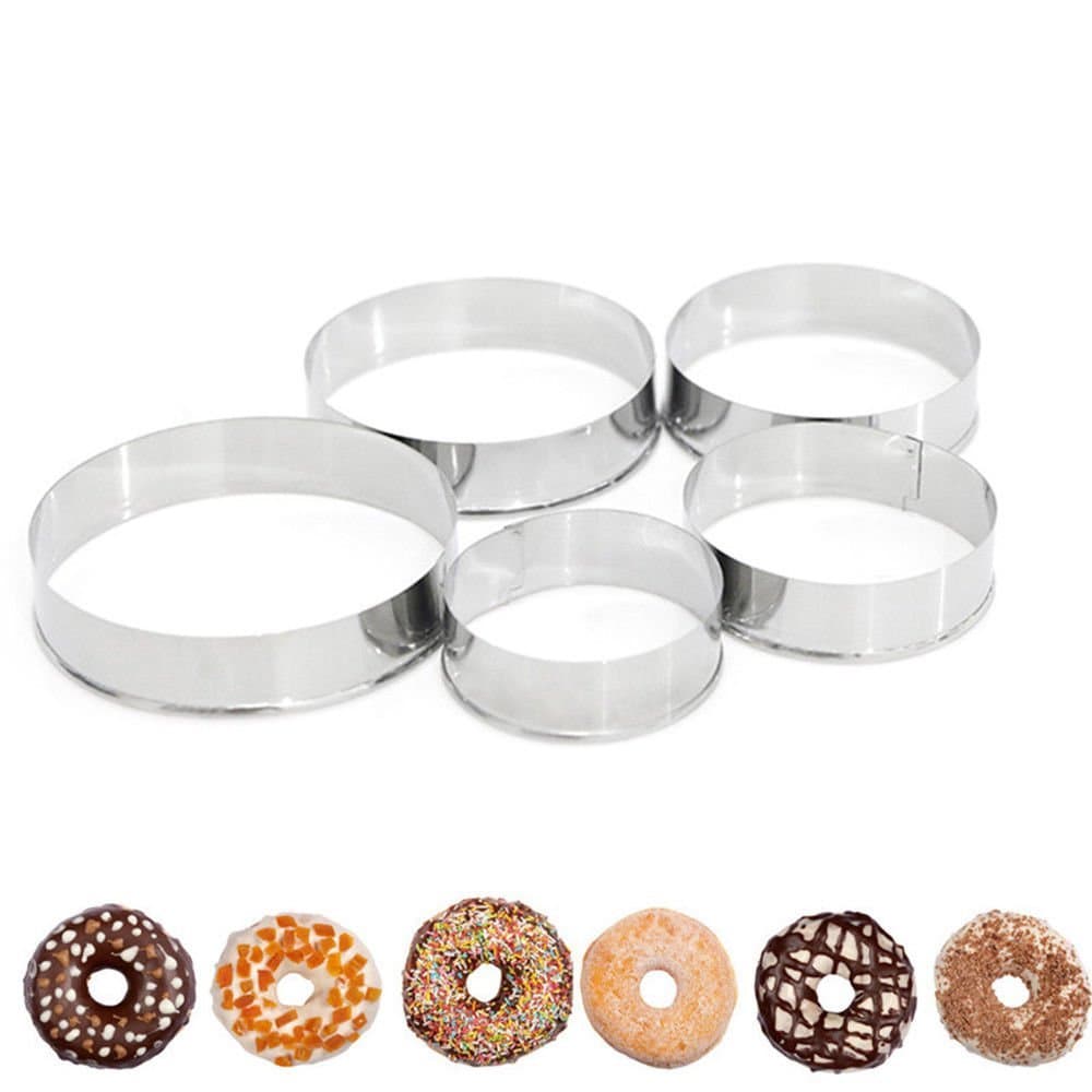 5 Pack Cookie Biscuit Cutter Set,Stainless Steel Round Pastry Cutters Baking Metal Circle Ring Molds for Muffins Crumpets Donuts & Scones