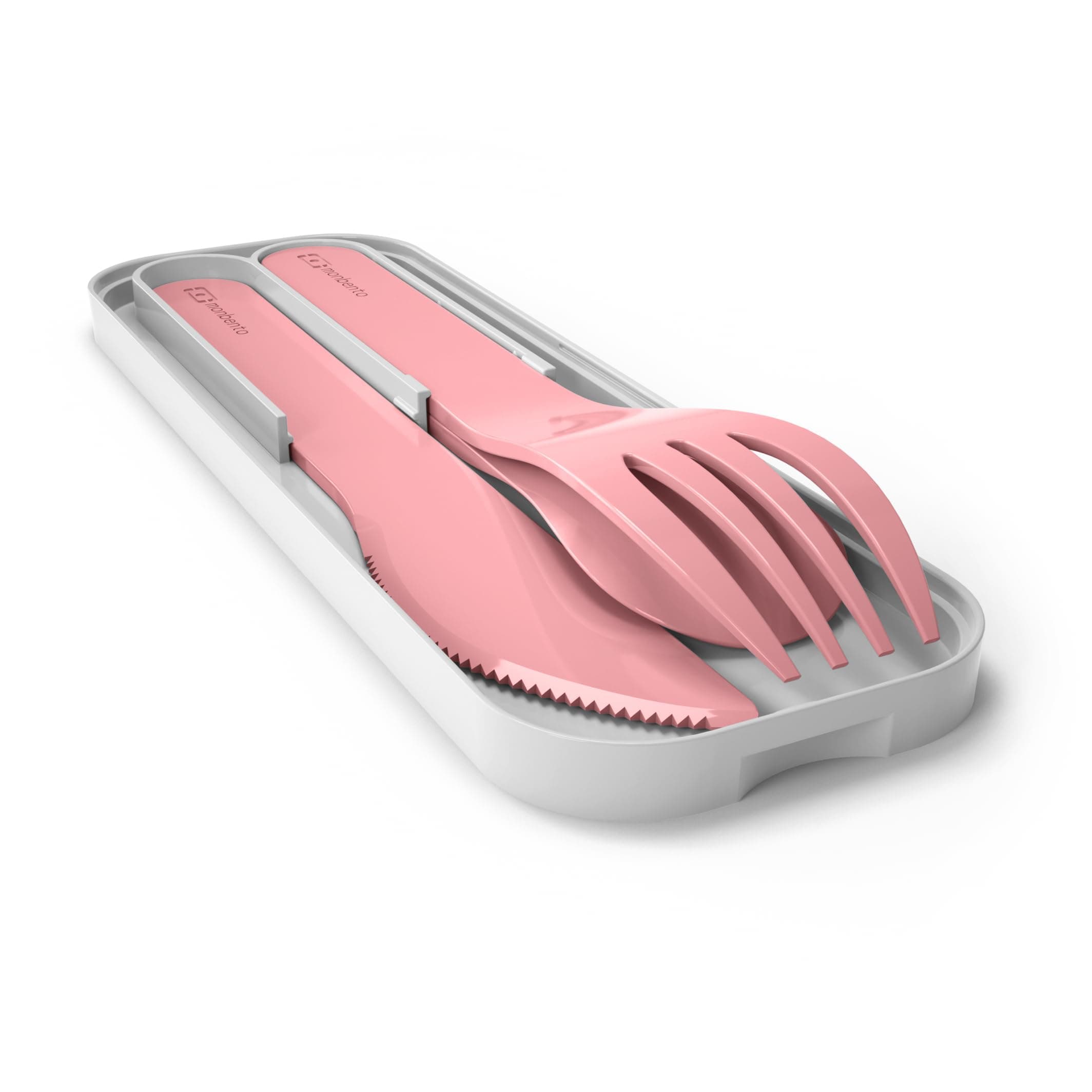 Cutlery Set for Lunch Box MB Pocket Blush - 3 Pieces Fork Knife Spoon - Flatware Set for Work/School Lunch Packing - Biodegradable Plastic - Pink