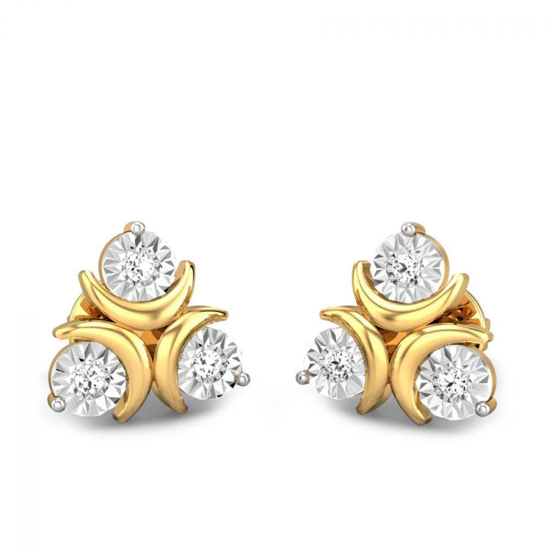 0.06 ctw Miracle Plate Diamond Stud Earrings for Women in 14K Solid Gold (Certified Diamonds)