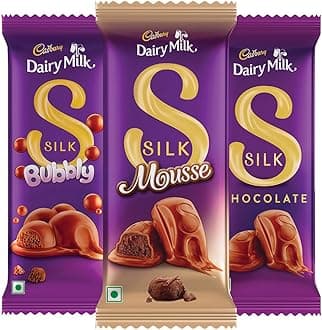 Dairy Milk Silk Bubbly 112 g, Silk Mousse 110 g & Silk 144g Chocolate Bars, 366 g (Pack of 3)