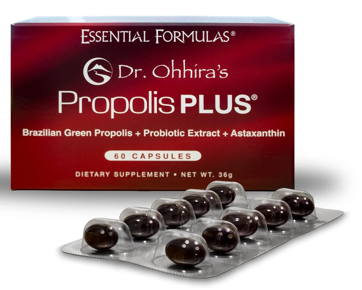 ESSENTIAL FORMULAS Dr. Ohhira's Propolis Plus 60 Capsules with Brazilian Green Propolis, Probiotic Extract and Astaxanthin