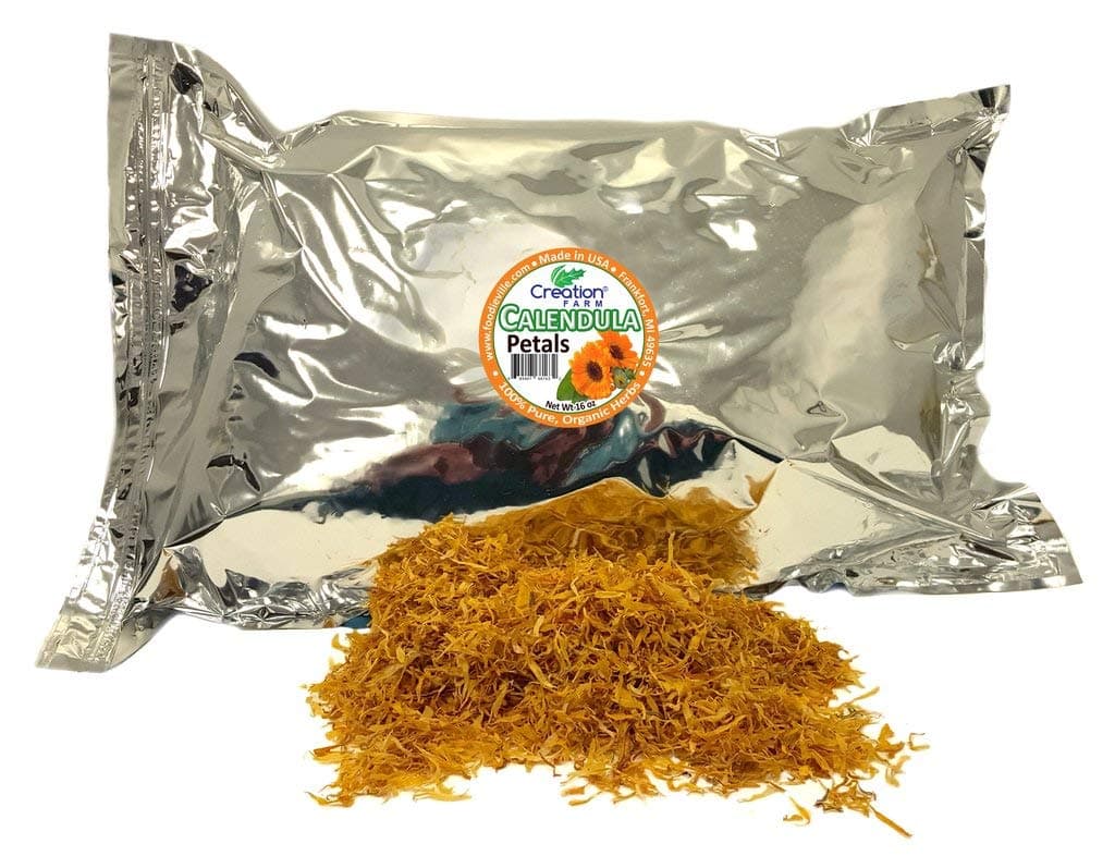 Creation Farm Calendula Tea Flower Petals Dried Herbs - Bulk 16 oz (1 lb) Herbal Tisane | Calendula Oil DIY Skin Care | Bath & Beauty Herb Creation Farm