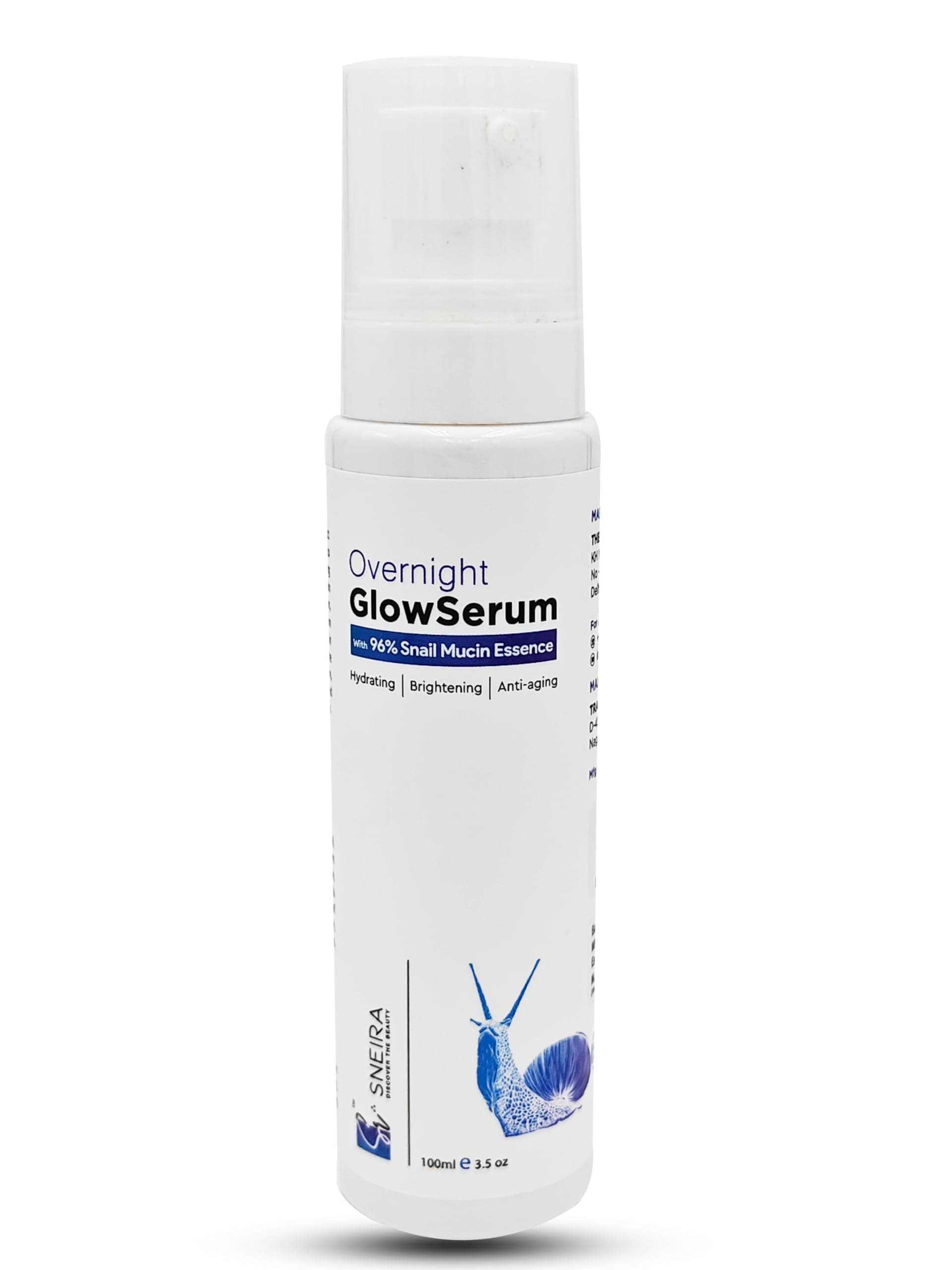 Glow Serum 96% Snail Mucin Essence 3.5 fl.oz 100ml, Hydrating Serum for Face with Snail Secretion Filtrate for Brightening & Anti-aging
