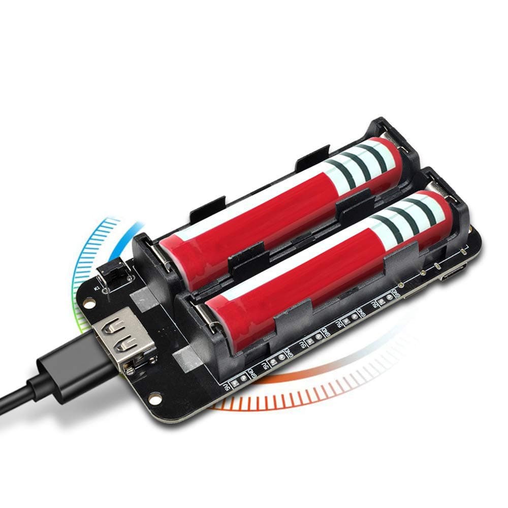 diymore 1 Pcs Two 18650 Lithium Battery Expansion Shield V8 3A/5V 1A/3V Micro USB Port Type-C USB