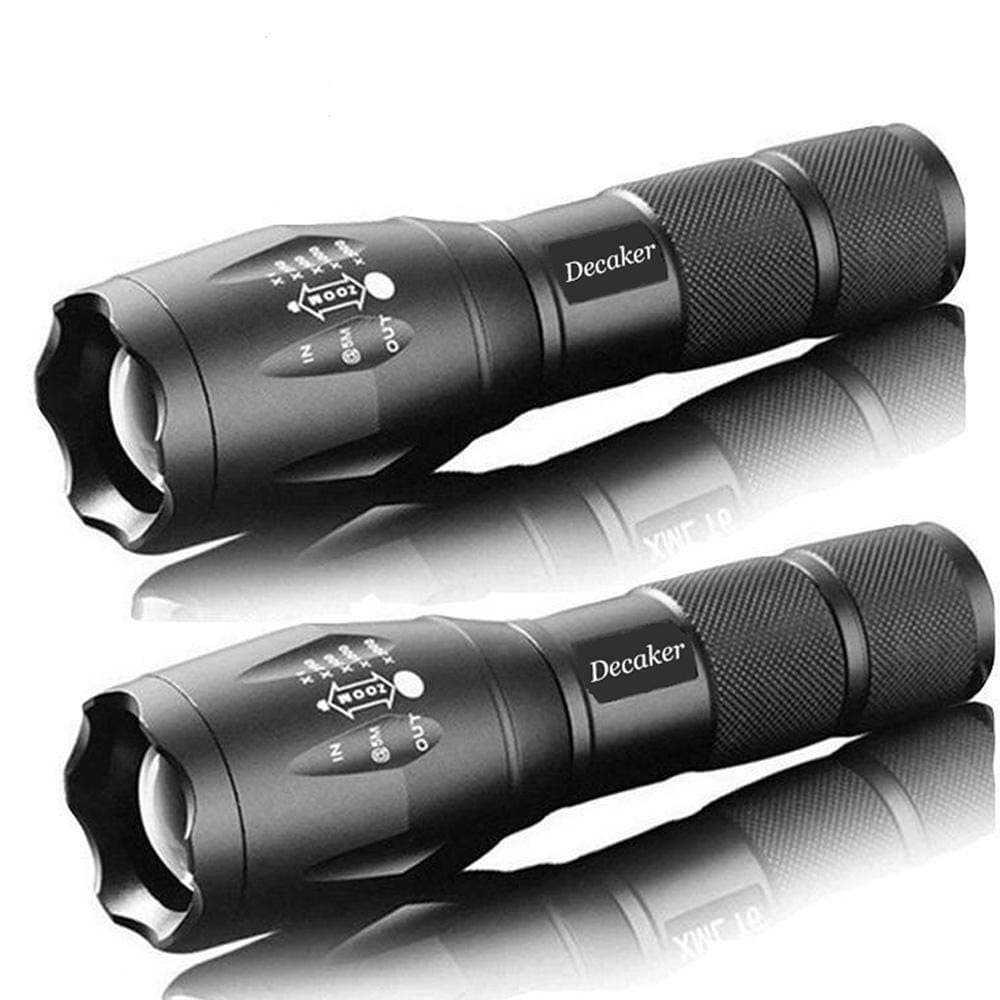Military Grade Tactical LED 3000 Lumens 5 Light Mode Zoomable Waterproof Flashlight Torch,2-Pack