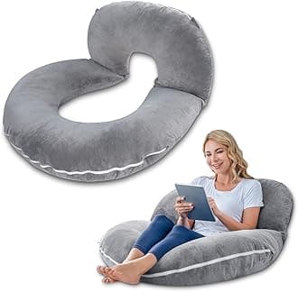 INSENReading Pillow for Sitting in Bed Adult, Back Pillow for Bed Sitting Up, Use for Relaxing and Gaming, Suitable for Adults & Kids, Grey