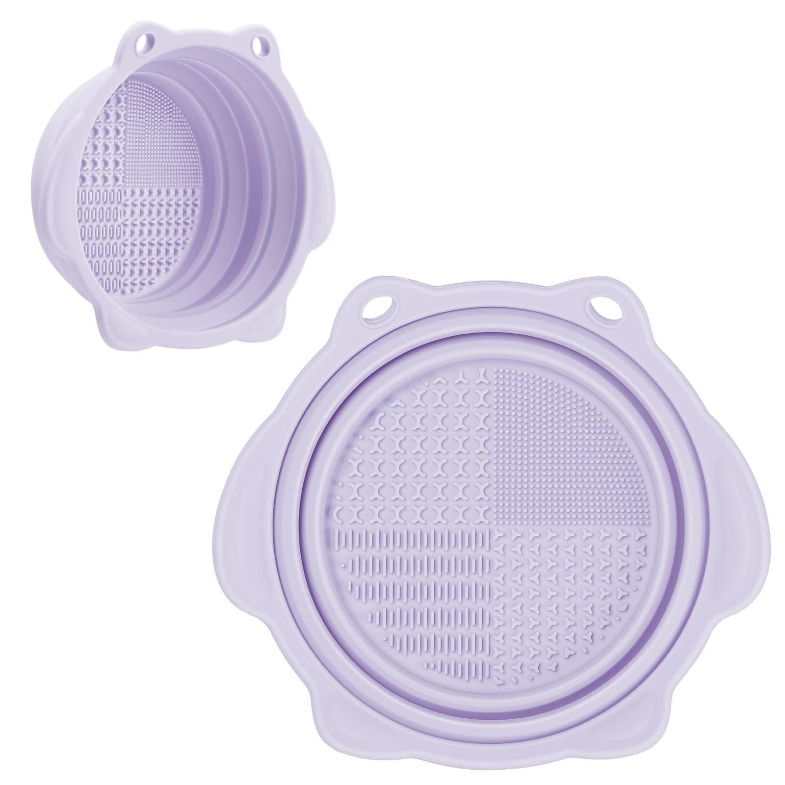 Makeup Brush Cleaner, Etercycle Foldable Silicone Brush Cleaner Bowl Srubber, Portable Washing Tools for Makeup Brush,Powder Puff,Sponge (Purple)
