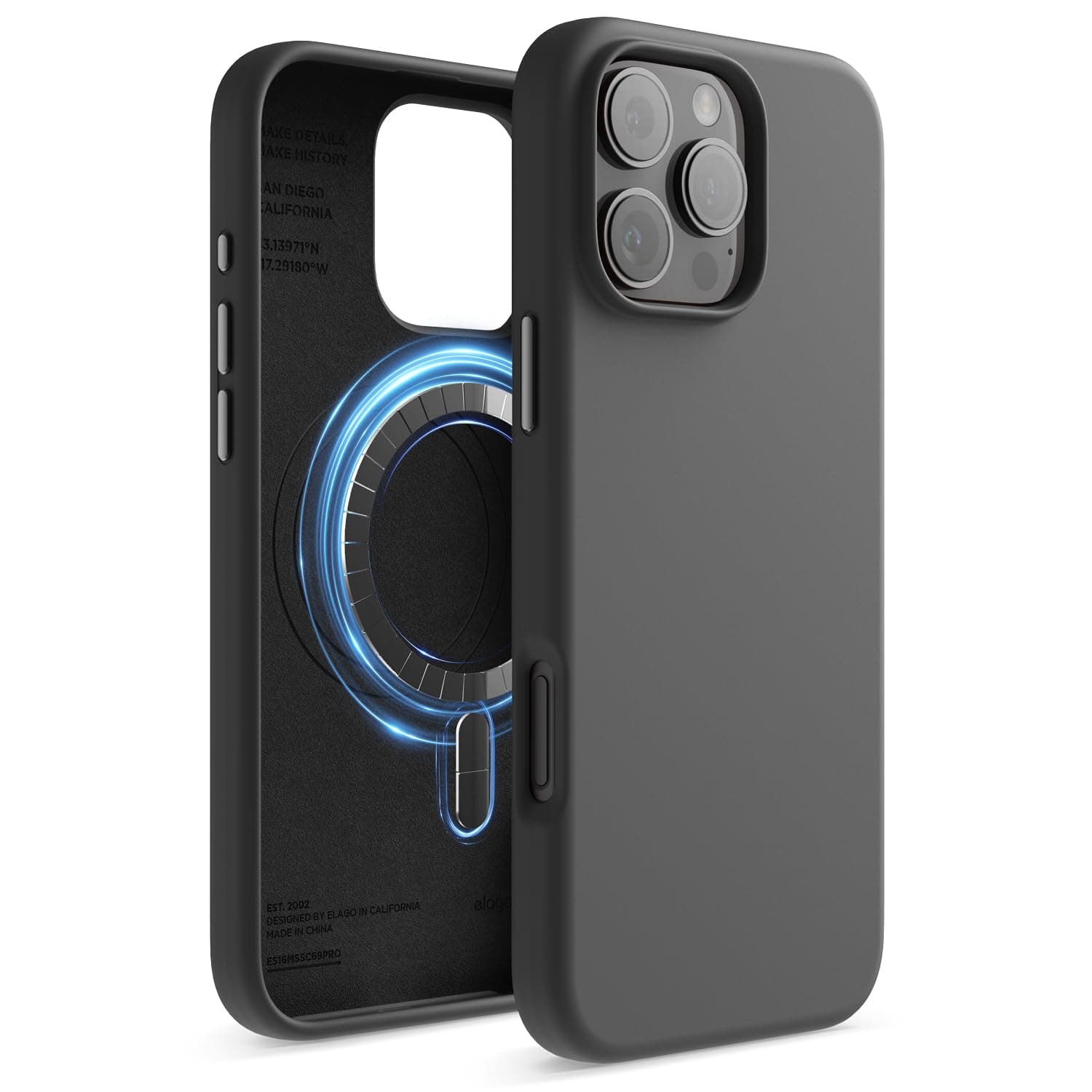 elago Magnetic Liquid Silicone for iPhone 16 Pro MAX case cover compatible with MagSafe Shockproof - Black