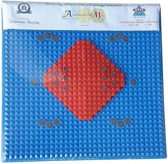 Acupressure Mat for Back Pain Relief, Small Size 3x3x3 Inches, With Pyramids and Magnets (Blue)