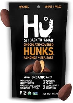 Hu Hunks Vegan Chocolate Covered Almonds With Sea Salt | 2 Pack | Non-GMO, Gluten Free, Paleo, Organic Dark Chocolate