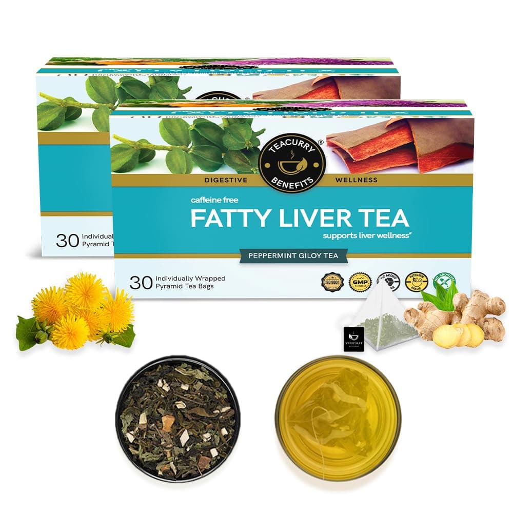 Fatty Liver Peppermint Herbal Tea (2 Month Pack | 60 Tea Bags) - Helps With Fatty Liver Detox, Abdominal Swelling, Ascites - 120 Gm