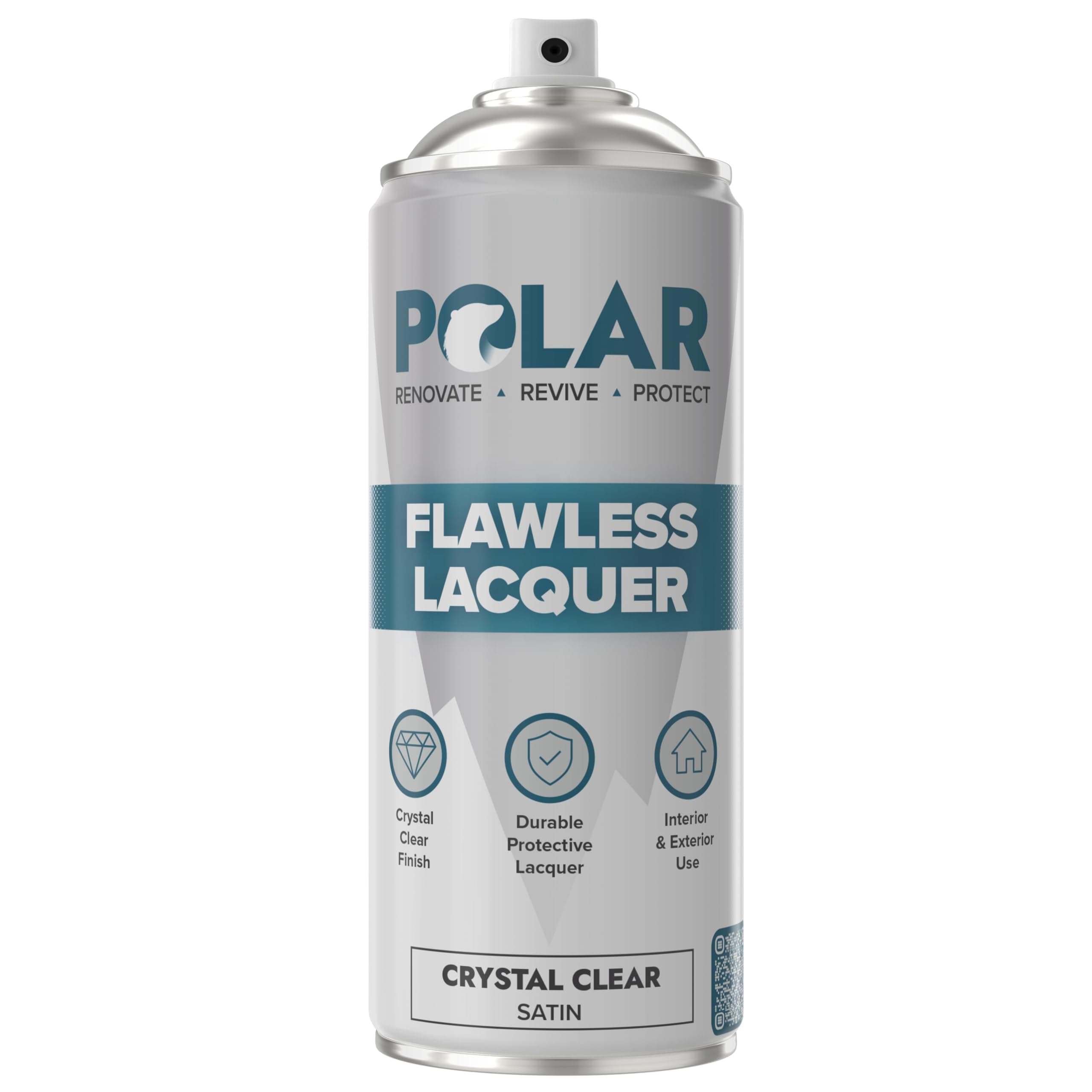 Polar Flawless Lacquer Spray - Protective Coating for Wood, Ceramic, Glass, Plastic & Metal - Scratch Resistant & UV Protection - Primer for DIY, Interior & Exterior - Satin Finish - Clear - 400ml
