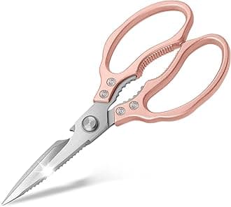 CGBE Kitchen Scissors Heavy Duty, Dishwasher Safe Kitchen Scissors, Multi-Purpose Kitchen Shears for Food, Non Slip Stainless Steel Sharp Cooking Scissors (Rosegold)