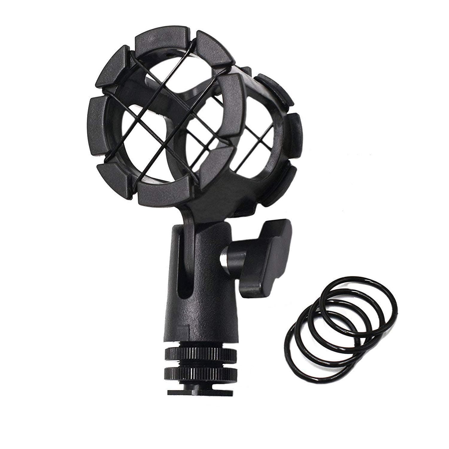 Microhone Shock Mount Holder Mic Cradle with Cold Shoe for Boompoles, for Shotgun Mics, Compatible with Rode NTG1, NTG2, NTG3, for Sennheiser ME66, for Audio-Technica AT897 etc