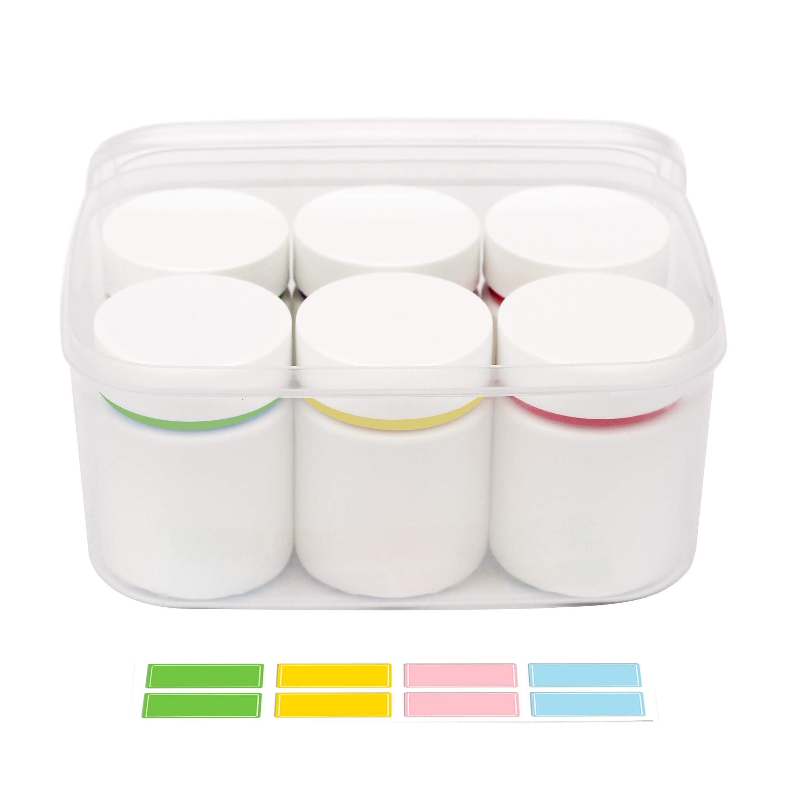 Colorful Empty Plastic Pill Bottle Organizer with Labels Medicine Vitamin Bottle Chemical Containers with Caps,6pcs (100ml)