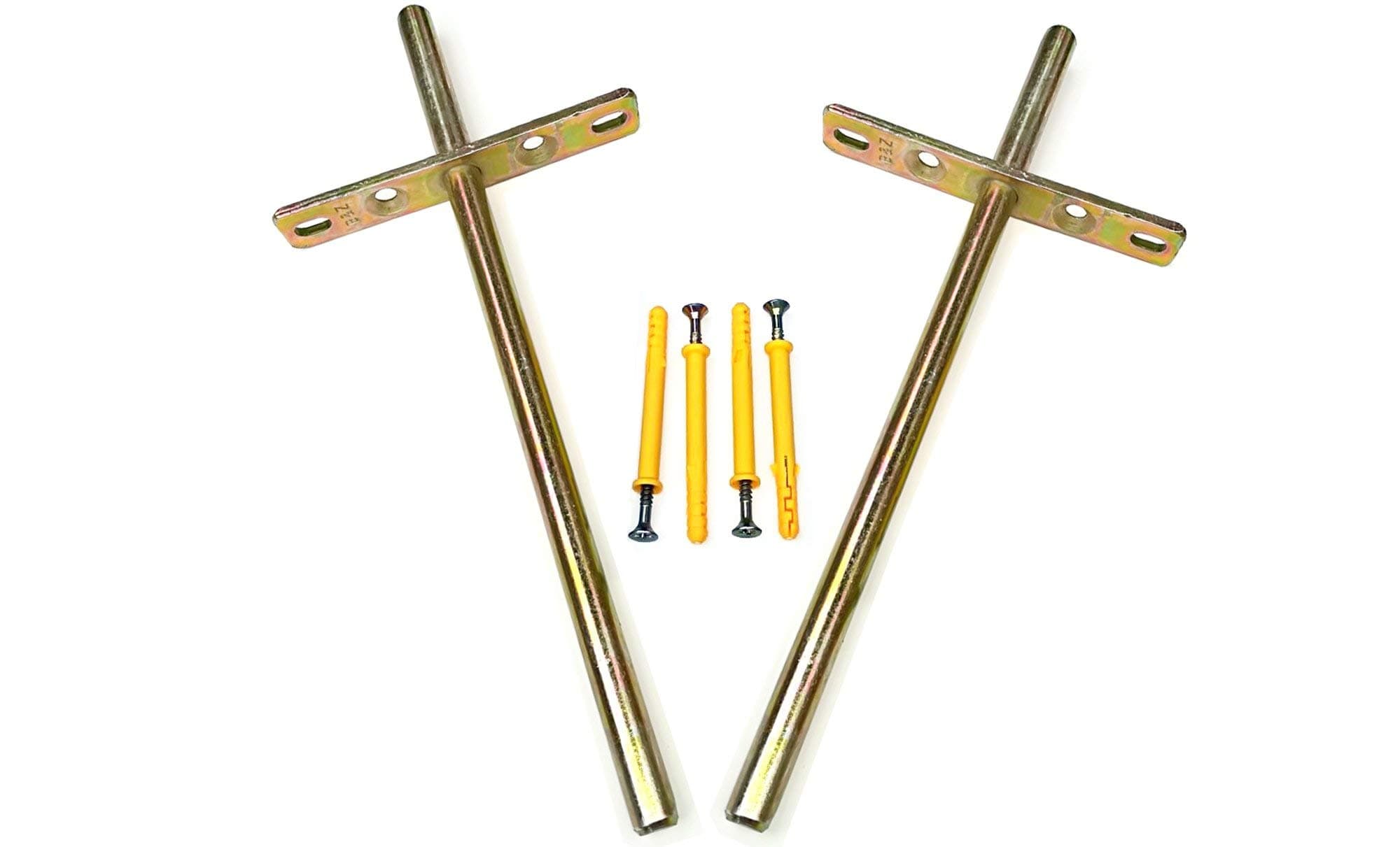 B&ZHeavy Duty Concealed Floating Invisible Flying Blind Wall Mounted Wooden Oak Mantel Timber Scaffold Board Shelf Support Cross Brackets (Pair) (150mm - Back Rod 70mm)