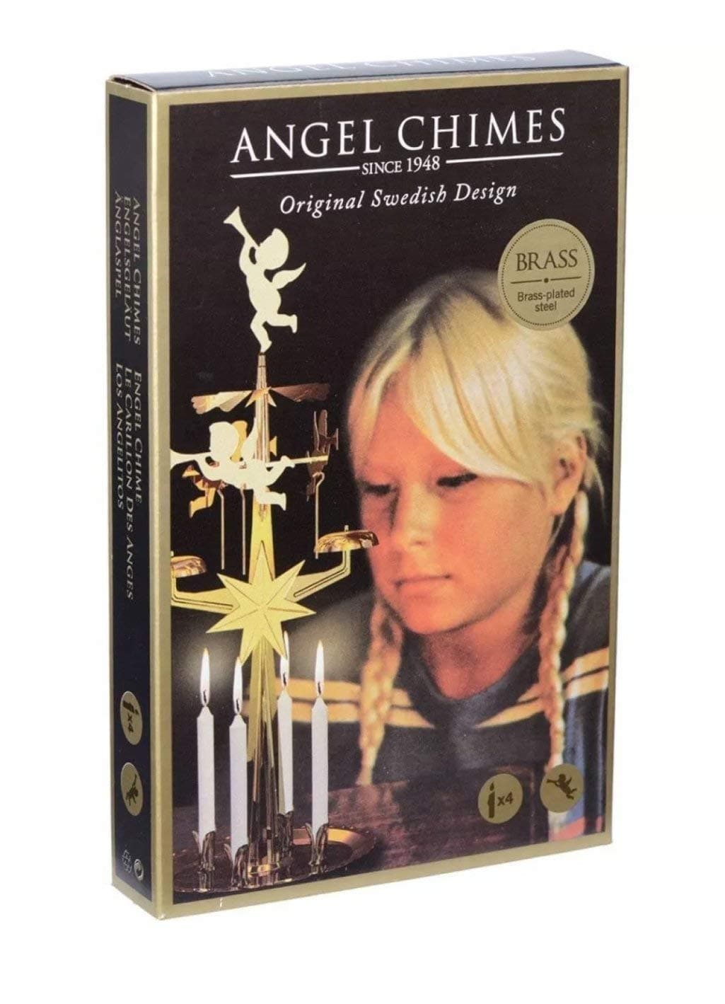 Angel Chime Brass Coloured with 4 Candles