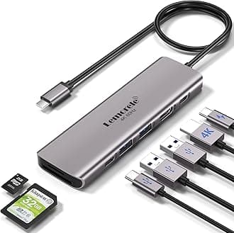 USB C Hub Multiport Adapter - Lemorele 7-in-1 Type-C 4K 60Hz HDMI Dongle Docking Station, 100W PD, SD/TF 3.0 Slots, 2 USB 3.0 & USB C 3.0 5Gbps Data Ports, for MacBook, iPad, Surface, XPS, ChromeBook