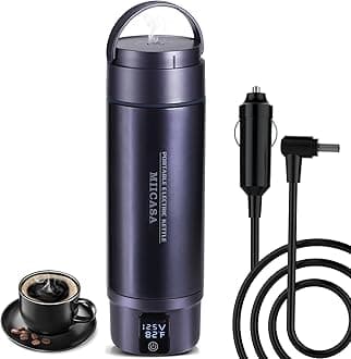 Car Electric Kettle, MIICASA 12V/24V Car Water Boiler, Vehical Water Heater with Stainless Steel Double Wall Vacuum Insulated, 6 Temperature and Auto Shut-Off Boil Dry,16oz