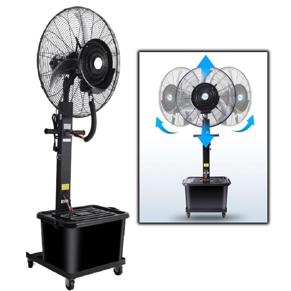 3-Speed Standing Misting Fan Floor Fan with 90° Oscillation, 26in/29.5in Water Tank Air Flow Fan Mist Fan, 320W/380W Spray Fan for Industrial Commercial Jobsite Gym (Size : 75cm/380W)