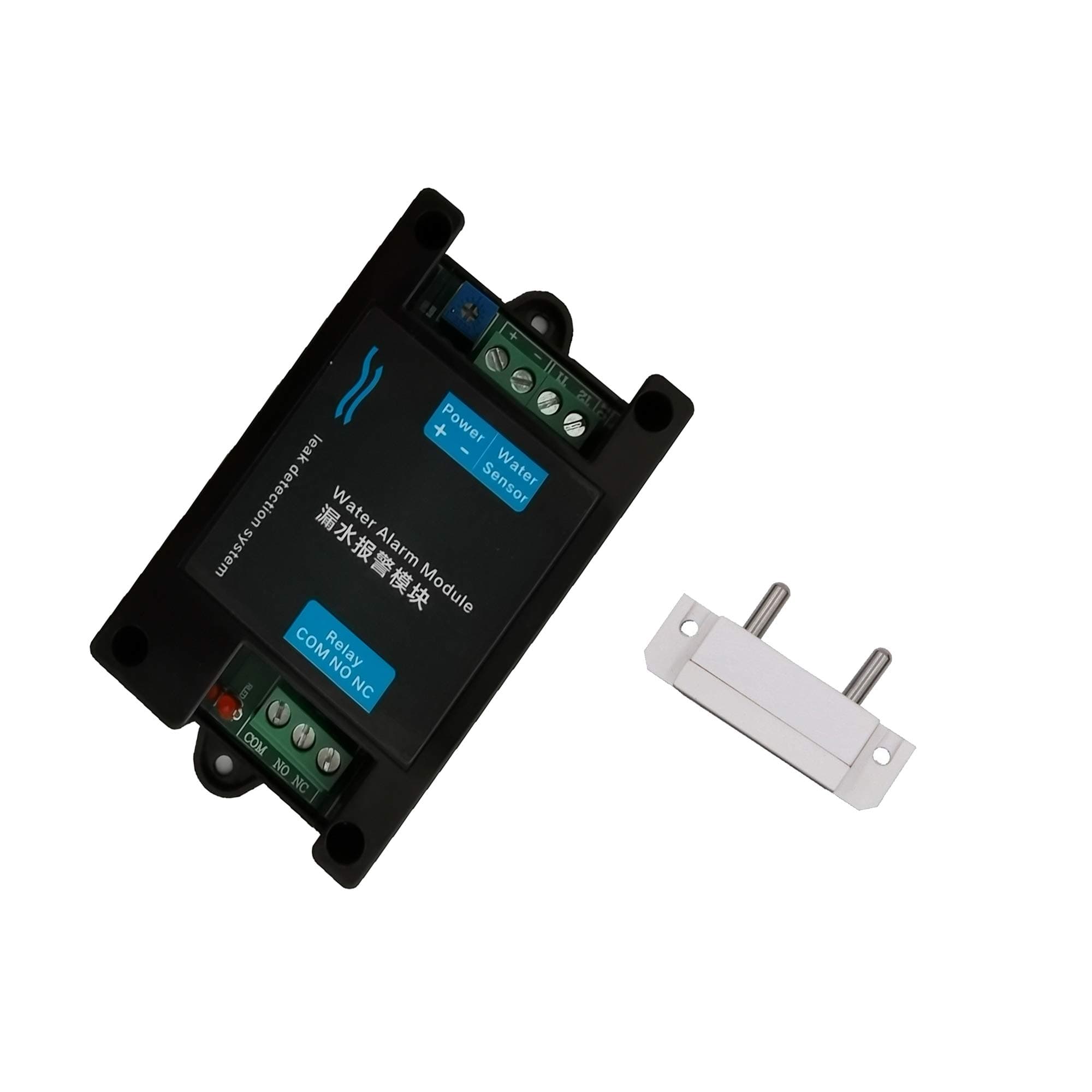 Water Detectors Sensitive Leak and Drip Alert Water Alarm Sensor with 10A Relay for Automatic Water Shut-Off Valve or Pump (NO Included) (Black)