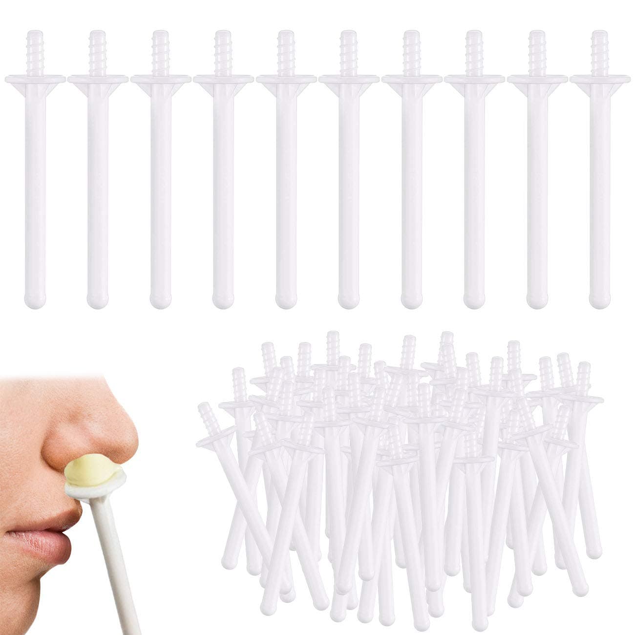 60 Pieces Plastic Wax Applicator Wands with Disposable Spatulas for Nose Hair Removal and Nostril Cleaning