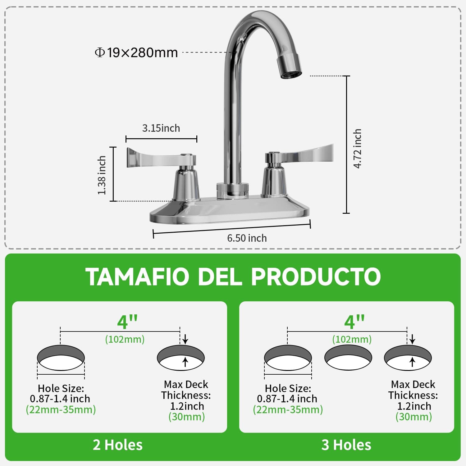 SOLVEX 2 Handle Modern Bathroom Sink Faucet, 3 Hole Chrome Finish, Stainless Steel Neck & Honeycomb Spout, 4 Inch Centerset, Deck Mounted Lever Handle