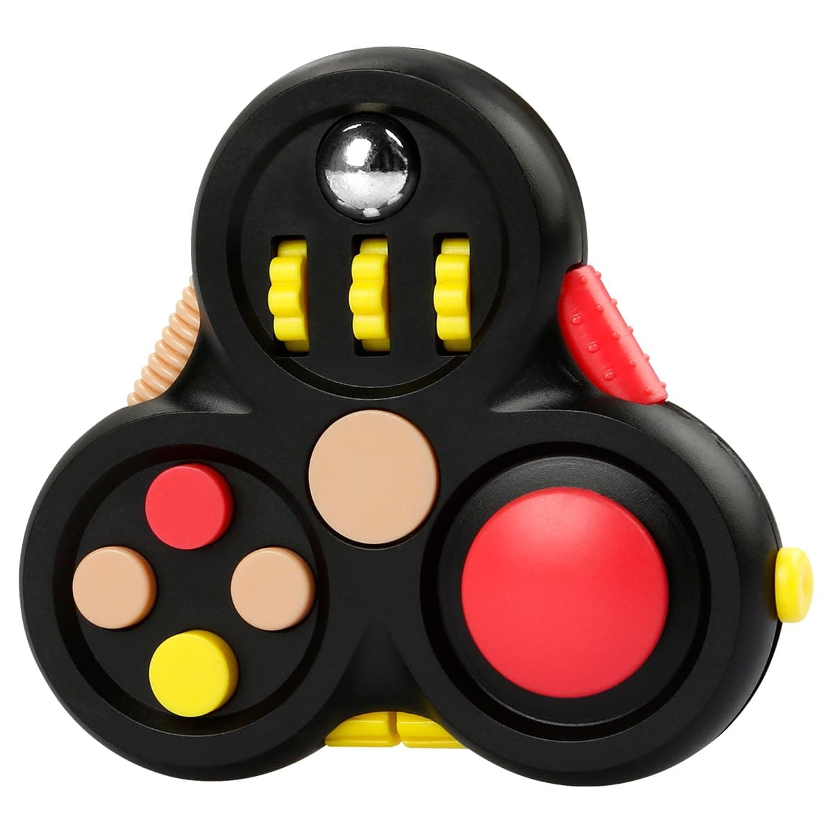 Fidget Pad - 11 Function Toy for Stress and Anxiety Relief - Perfect Game for ADHD, ADD (Black)