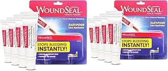 WoundSeal Topical Powder Wound Care First Aid for Cuts, Scrapes and Abrasions Single Use, 8 Bottles (Packaging May Vary), 2-Pack