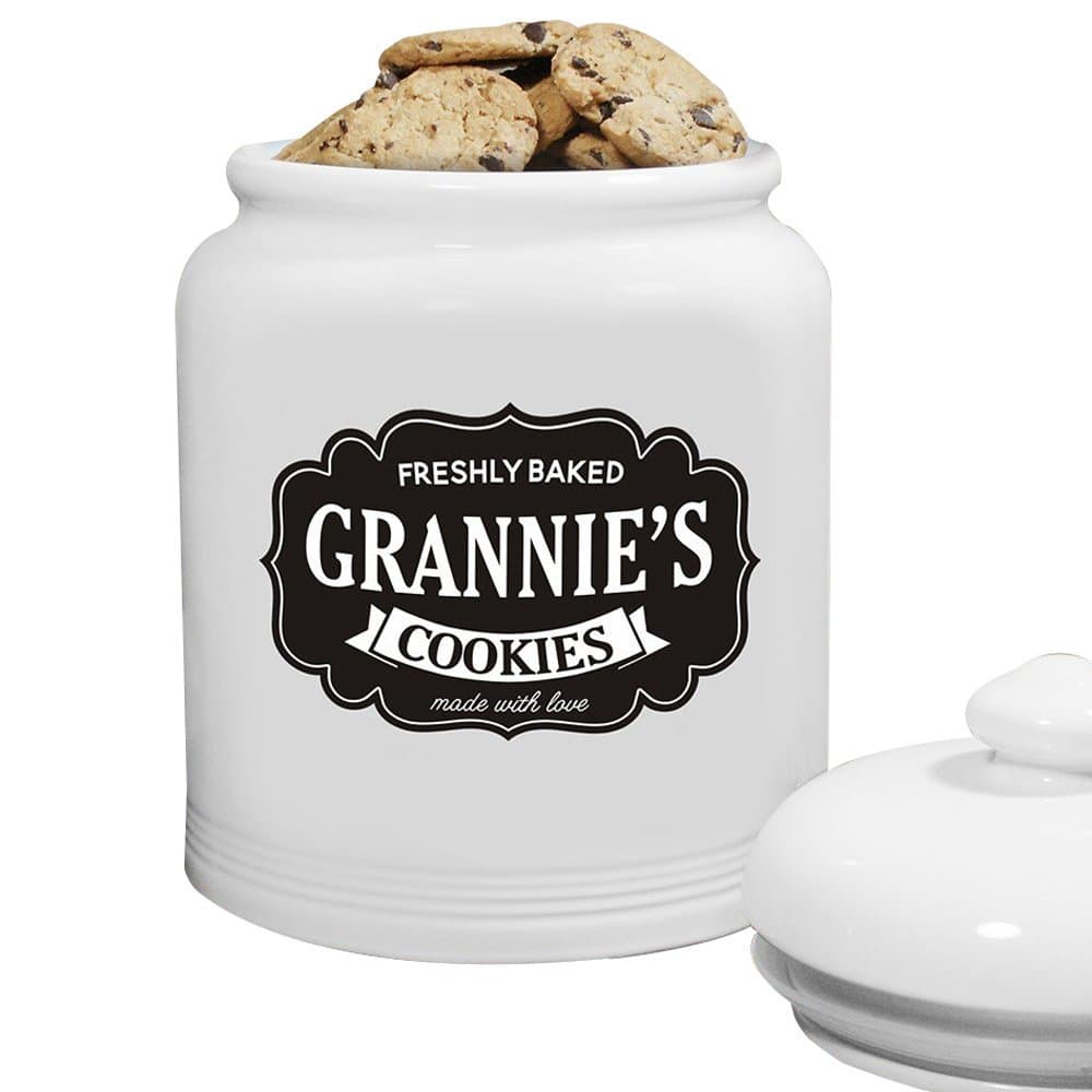 GiftsForYouNow Farmhouse Made with Love Personalized Cookie Jar, 10" Tall & 8" Diameter - Air Tight Ceramic Lid for Freshness, Customize Name on Jar, Hand Washable White Ceramic