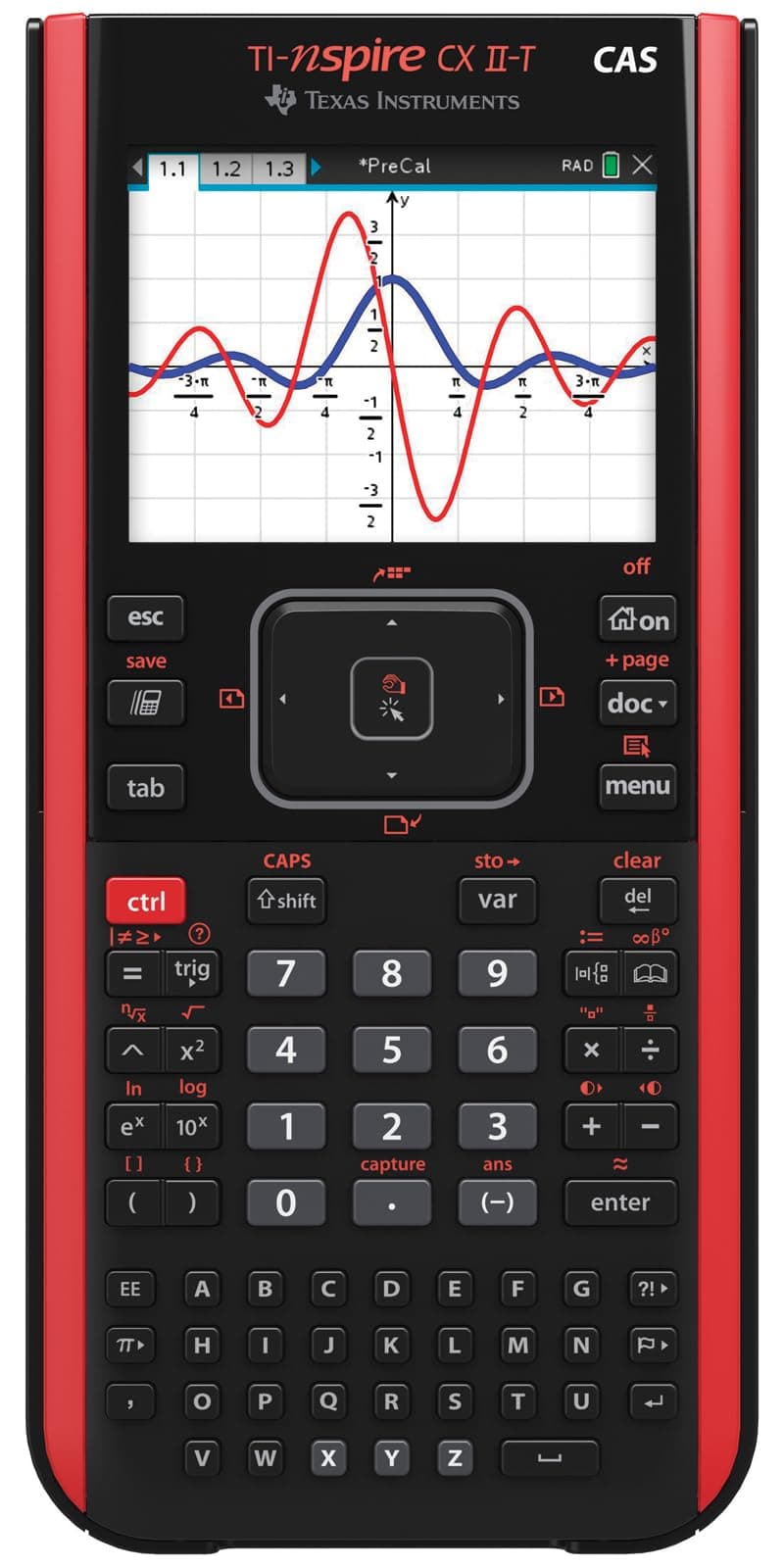 Texas Instruments TI-Nspire CX II-T CAS 800 Functions Colour Graphing Calculator 3D Black Red