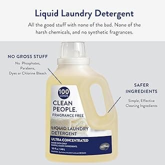 The Clean People Liquid Laundry Detergent - Recyclable Packaging, Stain Fighting - Ultra Concentrated, Laundry Soap - Fragrance Free, 50 fl oz (2 Pack)