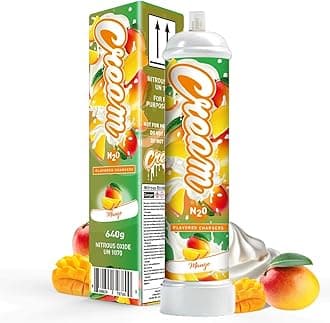 Nitrous Oxide Whipped Cream Charger (1pc, 640g 1.1L, Mango) - Nitrous Tank Whip Cream Charger, Nitrous Oxide Canister, N20 Whipped Cream Chargers, Whip It NO2 Cartridges, Nitrous Oxide Tank