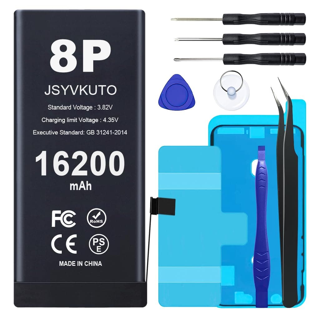 16200mAh Battery for iPhone 8 Plus, Upgraded Higher Capacity New 0 Cycle Replacement Battery for iPhone 8 Plus with Full Set Repair Tool Kit, Model A1864, A1898, A1898