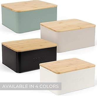 ZICOTO Beautiful Bread Box For Kitchen Countertop - Perfect Storage Boxes for Homemade Bread - Food Safe Metal Holder Container For Your Bread