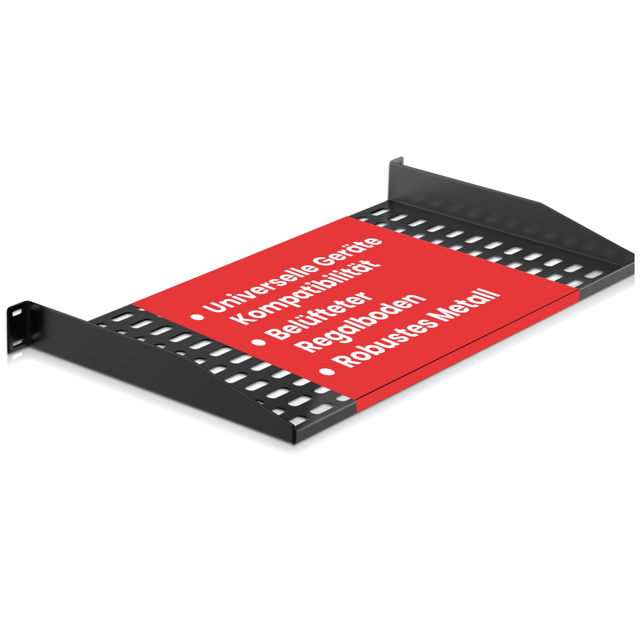 Pyle 19-Inch 1U Server, Vented Shelves for Good Air Circulation Cantilever Wall Rack, Universal Device, Cabinet Shelf, Computer Case Mounting Tray, Black (PLRSTN14U)